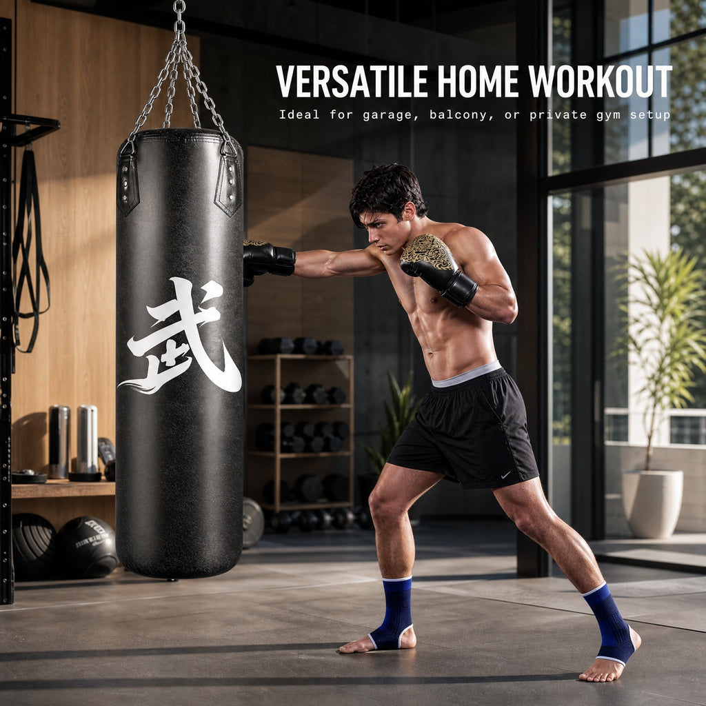 AMTPM Punching Bag for Adults, 4ft PU Leather Heavy Boxing Bag Set with 12oz Boxing Gloves, MMA Karate Kickboxing Boxing Home Gym Martial Art - Unfilled