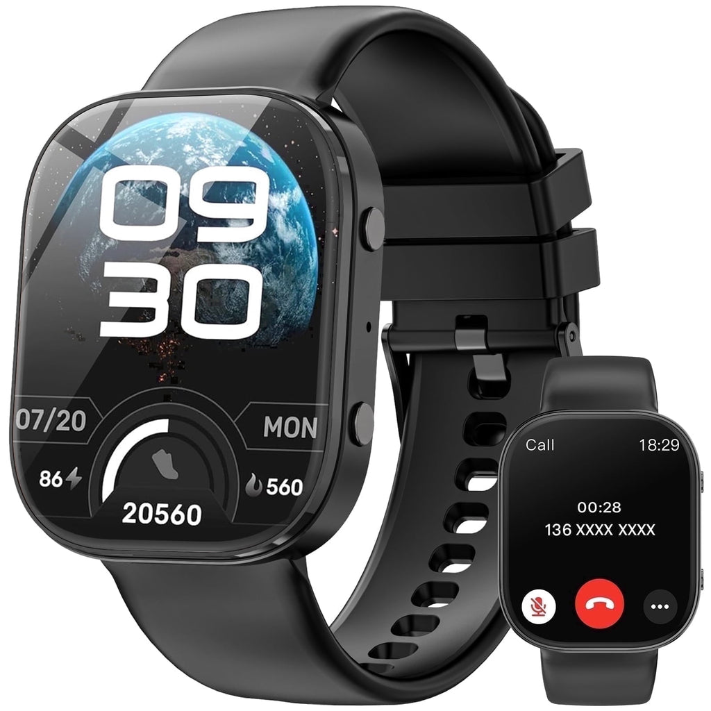 Smart Watch fits for Android and iPhone Devices, Smartwatch for Women Men 1.88" HD Fitness Tracker with 100+ Sports Mode, Bluetooth Call, IP68 Waterproof for Gift Black